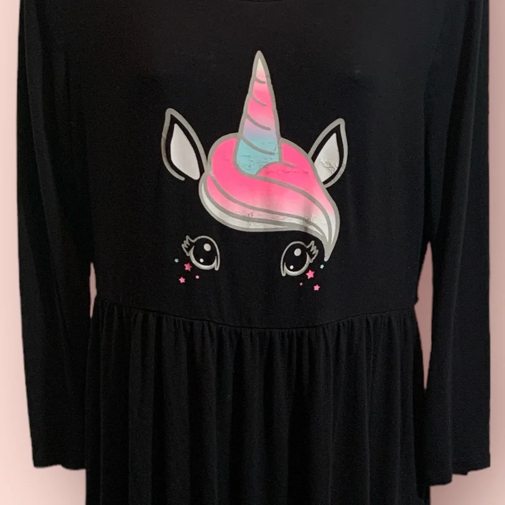 Justice Girls Black Unicorn Dress Size 18 Plus
